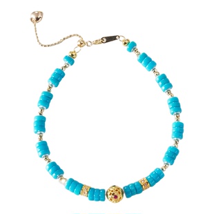 【珠宝人DD】现货18k金珐琅金球绿松石美松直切手链高瓷高蓝叠戴