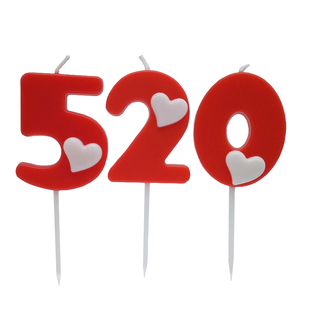 红色数字蜡烛爱心紫色蛋糕生日礼物女我爱你520表白做寿情人节