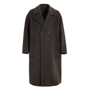 海上公路蚕丝牦牛绒羊毛大衣男士2025年新款轻奢高级感双面呢外套