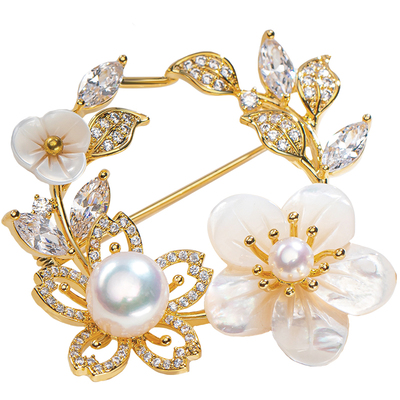 南珠宫胸针天然淡水珍珠