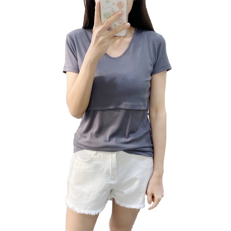 夏季哺乳衣短袖t恤半袖喂奶衣