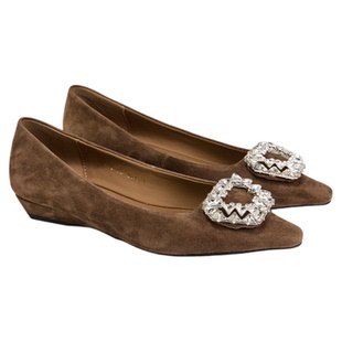 fed气质单鞋秋季新款女鞋一脚蹬瓢鞋方扣水钻平底鞋女S0812-ZC389