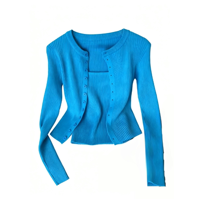 微胖大码女装针织吊带开衫套装