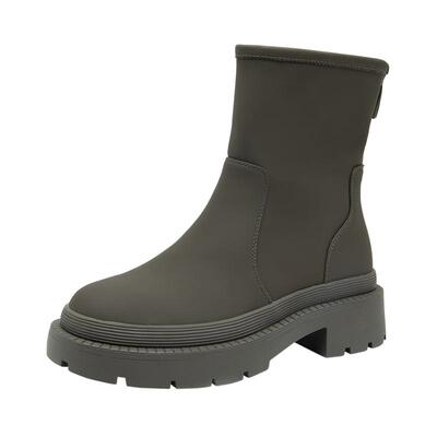 千百度春秋新款绒面深口牛皮女鞋