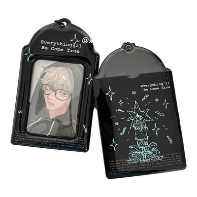 原创黑色pvc卡套3寸小卡追星拍立得学生书包挂件校园卡照片保护套
