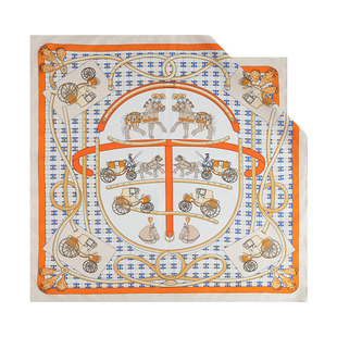 万事利2025新品100%桑蚕丝真丝丝巾欧式链条印花方巾88cm绣马金车