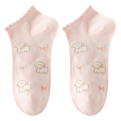 caramella袜子女2026新款船袜春夏女袜可爱网眼透气女士短袜棉袜