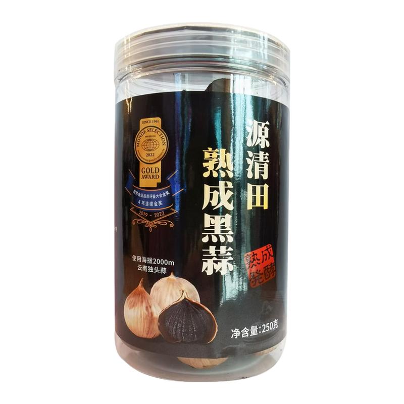 源清田独头黑蒜 出口级黑蒜头零食 黑大蒜独头蒜250g罐装包邮