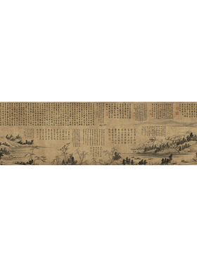 黄公望富春山居图高清山水墨装饰画芯古画临摹自粘贴纸画中式名画