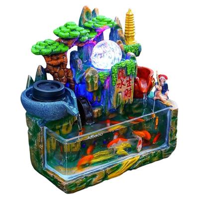 流水循环带鱼缸假山流水摆件喷泉