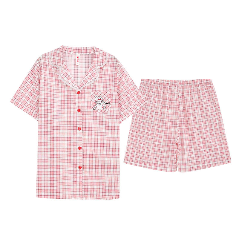 新款睡衣女短袖短裤套装家居服