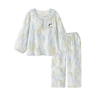 棉纱睡衣女款甜美春秋双层纱纯棉长袖长裤家居服2026新款秋季套装