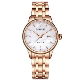 天王女士手表官方正品贝母表盘手表女款钢带机械表51134 新年礼物