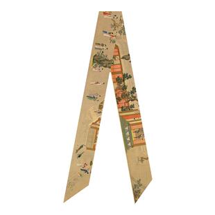 国风古画人物国画汉宫春晓图飘带丝带百搭汉服长条窄丝巾发带绕包