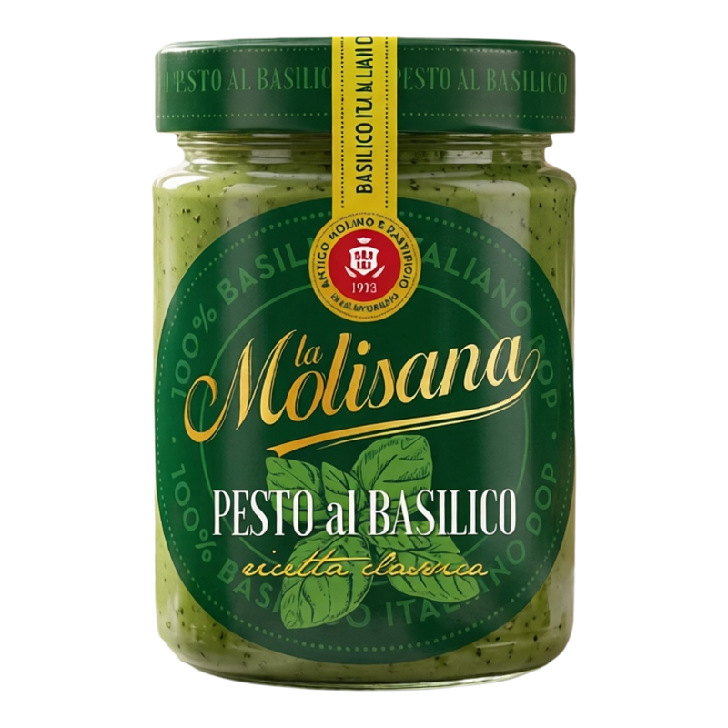 la Molisana 意大利罗勒青酱玻璃装调味酱料瓶装190g香浓意式包装