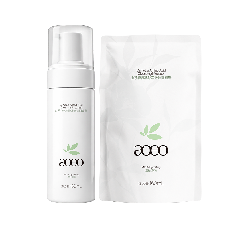 AOEO山茶花氨基酸洁面慕斯保湿控油温和清洁深层清洁泡沫绵密 面温实拍商品图