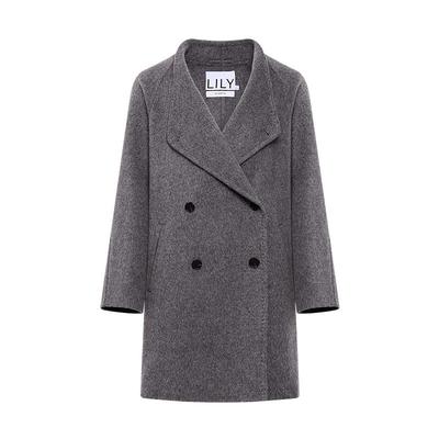 LILY格雷系半高领女装毛呢大衣