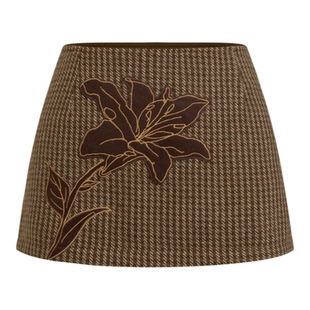 CIDER花呢碎花贴布格纹低腰迷你半身裙女装114839557