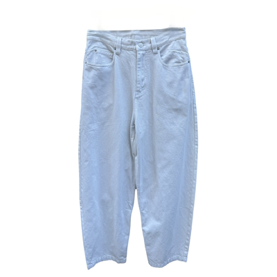 灌潮牌男装美式简约秋季灰白色牛仔裤宽松帅气直筒微阔长裤50516