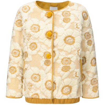 tanni温柔刺绣设计感毛绒棉服