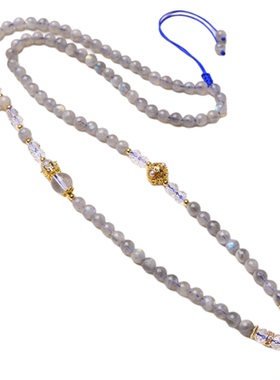 天然灰月光石项链九尾配链