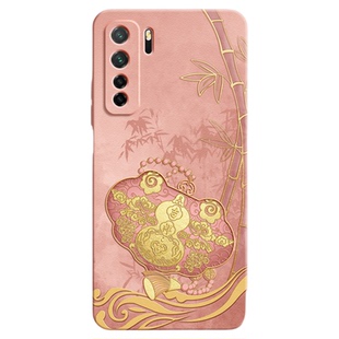 金丝葫芦适用华为Nova7se手机壳Nove7se乐活版5G新款novo硅胶带挂绳新中式套CDY一AN00男女全包防摔活力外壳