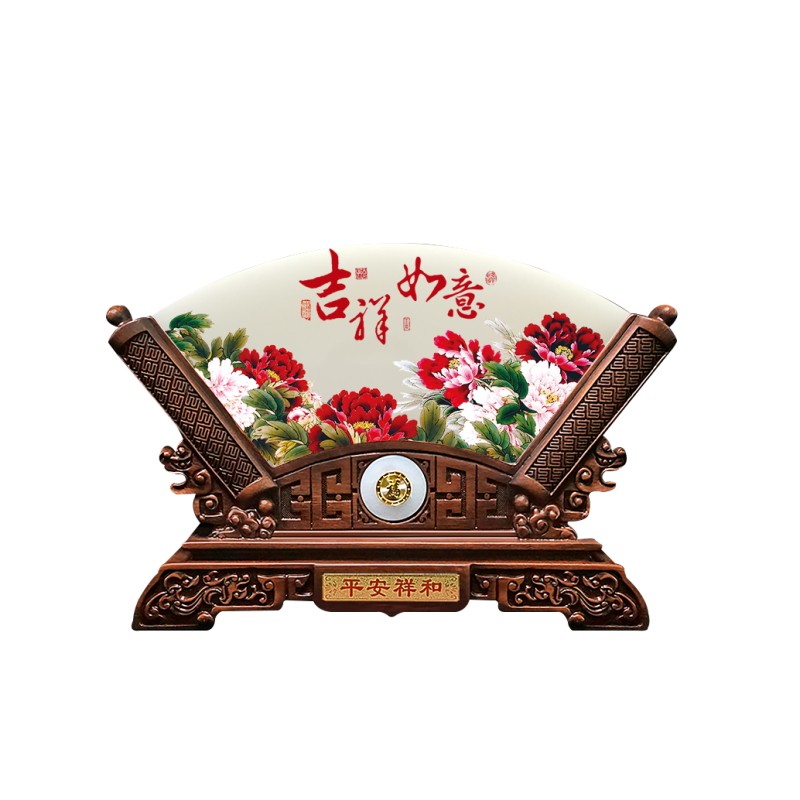 玉石屏风摆件客厅酒柜办公室老板桌面新中式开业乔迁新居定制礼品