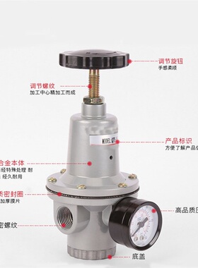 气动调压阀QTY-15大口径阀体50高气压调节阀QTYH-25-15/08/20/40