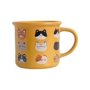 蔷薇海洋 快乐小猫马克杯 见见你的猫 北欧文艺陶瓷咖啡杯早餐杯