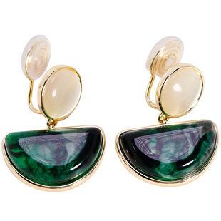 国风小众水墨画无耳洞蚊香盘耳夹复古几何耳钉女气质耳饰个性