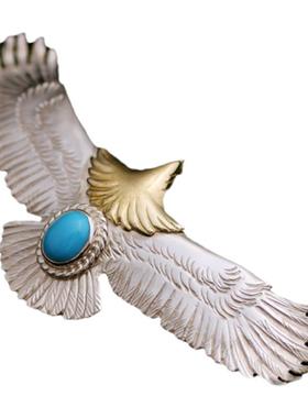 一休高桥吾郎铜头纯银老鹰项链