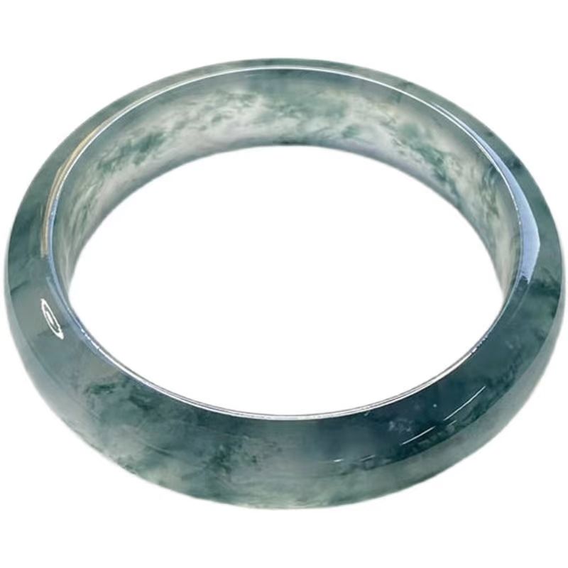 高冰冰透独龙玉飘花手镯高品质翡翠色女款玉石手镯子冰种玉镯女款