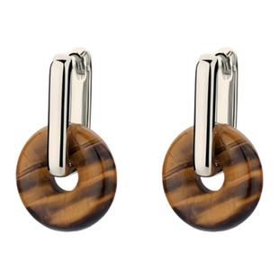 董洁同款白贝母虎眼石平安扣两戴耳环轻奢新中式国风可拆卸耳饰女