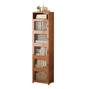 书架置物架落地书柜家用现代简约带门防尘简易落地多层靠墙收纳架