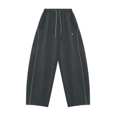 半圆原创女装2025[运动]秋季松紧腰宽松休闲显瘦直筒弯刀裤子女