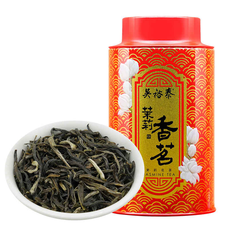 吴裕泰伏花多窨芽叶醇香中华老字号茉莉花茶新品绿茶茉莉香茗100g