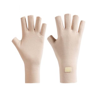 德绒半指手套露指半截防寒漏指头写字学生办公室冬季保暖女可触屏