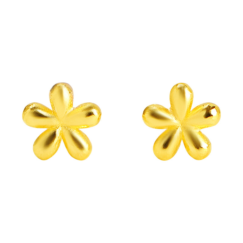 百利金珠宝足金迷你小花耳钉