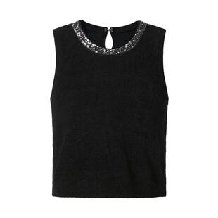 MOISSAC摩萨克冬亮片小香风收腰套头上衣背心女