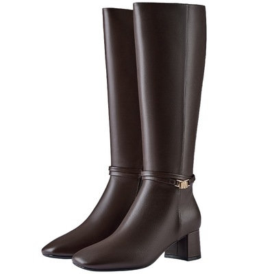 73hours显瘦粗跟长筒靴