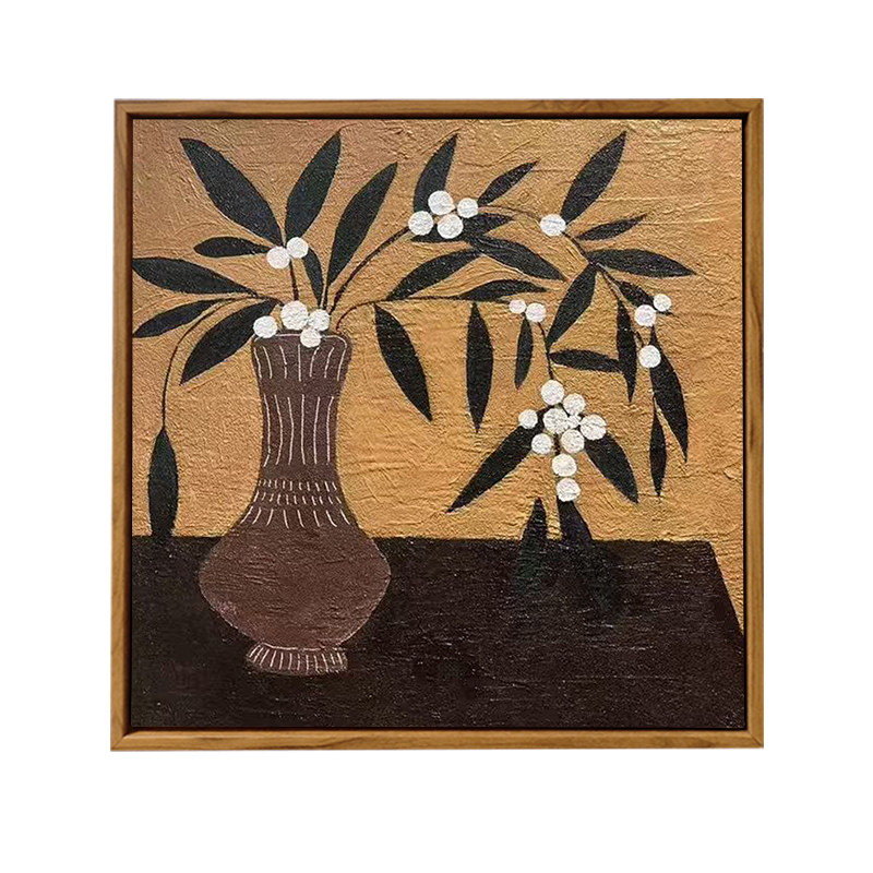 中古风花卉肌理画DIY客厅装饰画