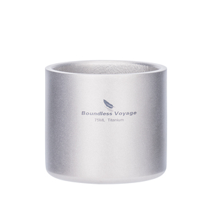 必唯纯钛茶杯子75ml主人杯酒杯双层儿童杯户外旅行便携钛水杯