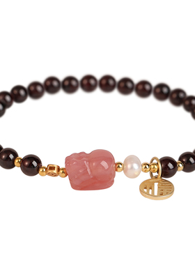 普陀山石榴石手链女招财貔貅手串