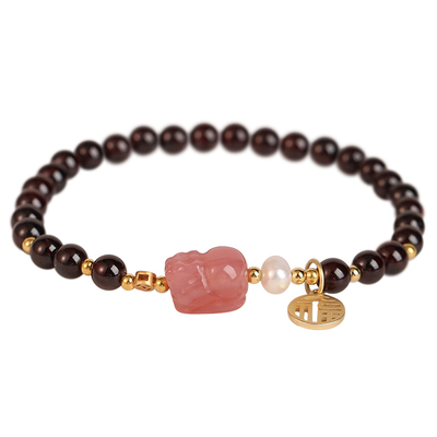 普陀山石榴石手链女招财貔貅手串