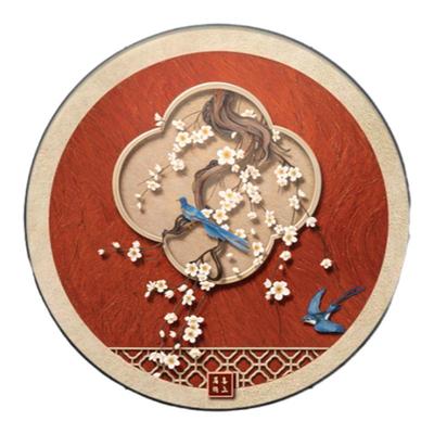 欧慕玄关新中式红色喜庆圆形挂画