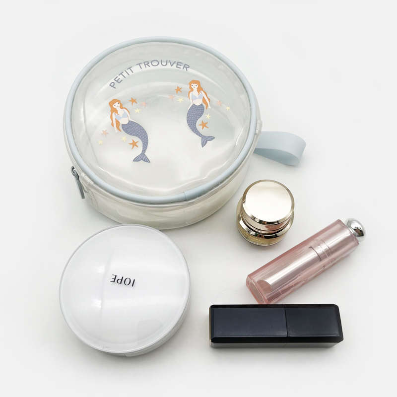 petit trouver 美人鱼半透明化妆包椭圆包 手提洗漱包 圆形补妆包