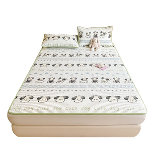 加厚双面款全棉夹棉床褥垫卡通印花家用软床垫反面牛奶绒毯三件套