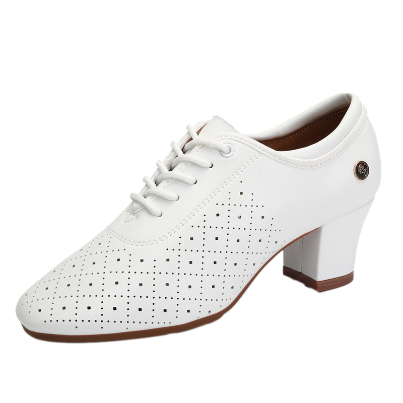 真皮广场舞鞋女成人中跟软底教师鞋形体训练水兵舞交谊摩登舞蹈鞋