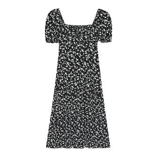 范洛2026夏季新款法式方领碎花短款连衣裙女气质显瘦泡泡袖短裙子