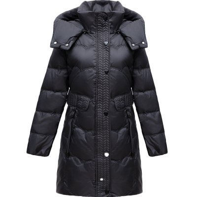 超好看中长款修身显瘦黑色羽绒服